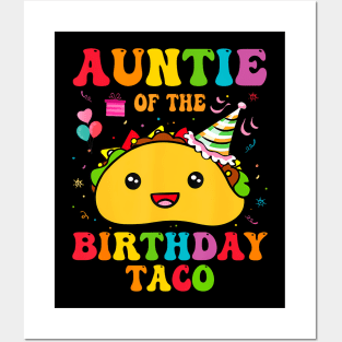 Auntie Of The Birthday Taco Family Matching Posters and Art